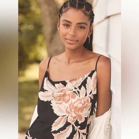 NWT Anthropologie‎ cowl-neck slip dress floral - Picture 2 of 7